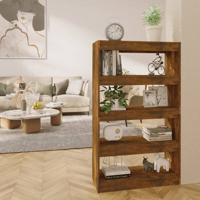 Stella Homewares Book Cabinet/Room Divider Smoked Oak 80x30x135 cm Engineered Wood