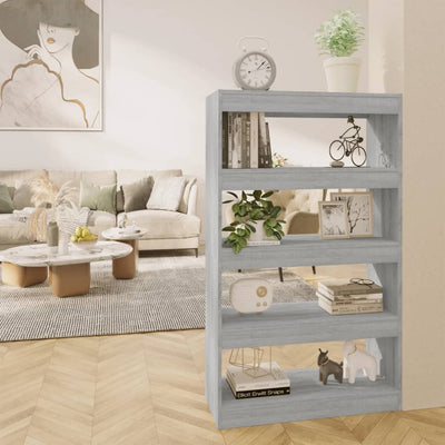 Stella Homewares Book Cabinet/Room Divider Grey Sonoma 80x30x135 cm Engineered Wood