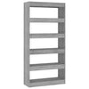 Stella Homewares Book Cabinet/Room Divider Grey Sonoma 80x30x166 cm Engineered Wood