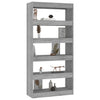 Stella Homewares Book Cabinet/Room Divider Grey Sonoma 80x30x166 cm Engineered Wood