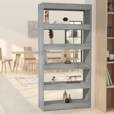 Stella Homewares Book Cabinet/Room Divider Grey Sonoma 80x30x166 cm Engineered Wood