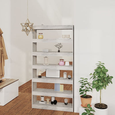 Stella Homewares Book Cabinet/Room Divider Grey Sonoma 100x30x198 cm Engineered wood