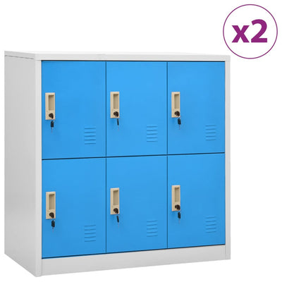 Stella Homewares Locker Cabinets 2 pcs Light Grey and Blue 90x45x92.5 cm Steel