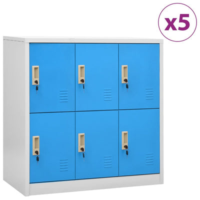 Stella Homewares Locker Cabinets 5 pcs Light Grey and Blue 90x45x92.5 cm Steel