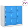 Stella Homewares Locker Cabinets 2 pcs Light Grey and Blue 90x45x92.5 cm Steel