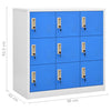Stella Homewares Locker Cabinets 2 pcs Light Grey and Blue 90x45x92.5 cm Steel