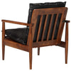 Stella Homewares Armchair Black Real Leather and Solid Wood Acacia