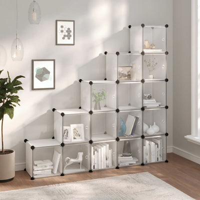 Stella Homewares Storage Cube Organiser with 15 Cubes and Doors Transparent PP