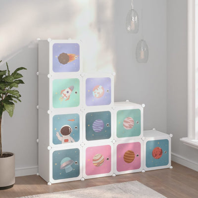 Stella Homewares Cube Storage Cabinet for Kids with 10 Cubes White PP