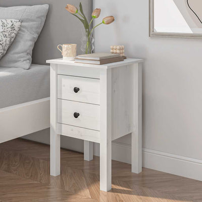 Stella Homewares Bedside Cabinet White 40x35x61.5 cm Solid Wood Pine