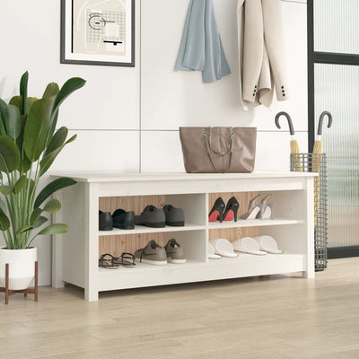 Stella Homewares Shoe Bench White 110x38x45.5 cm Solid Wood Pine