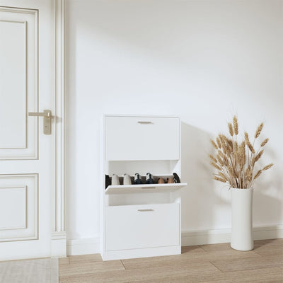Stella Homewares Shoe Cabinet White 59x17x108 cm Engineered Wood