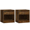 Stella Homewares Bedside Cabinets 2 pcs with Drawer Smoked Oak