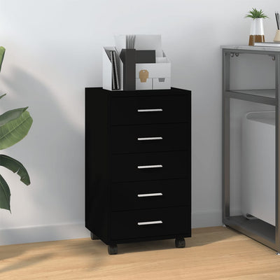 Stella Homewares Drawer Cabinet with Castors Black Engineered Wood