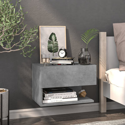 Stella Homewares Wall-mounted Bedside Cabinet Concrete Grey