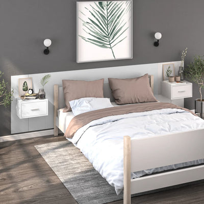 Stella Homewares Wall-mounted Bedside Cabinets 2 pcs High Gloss White