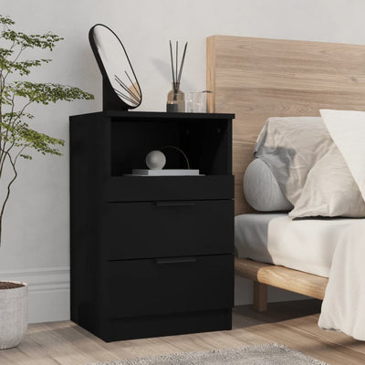 Stella Homewares Bedside Cabinet Black Engineered Wood