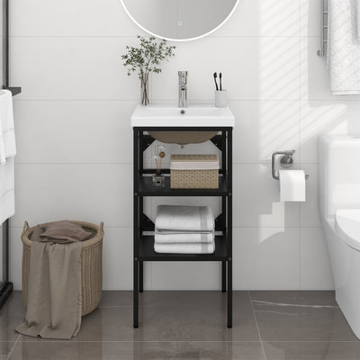 Stella Homewares Bathroom Washbasin Frame with Built-in Basin Black Iron