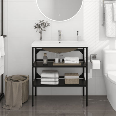Stella Homewares Bathroom Washbasin Frame with Built-in Basin Black Iron
