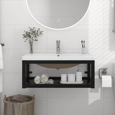 Stella Homewares Bathroom Washbasin Frame with Built-in Basin Black Iron