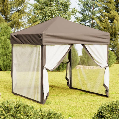 Stella Homewares Folding Party Tent with Sidewalls Taupe 2x2 m