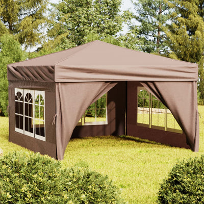 Stella Homewares Folding Party Tent with Sidewalls Taupe 3x3 m
