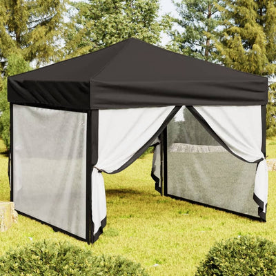 Stella Homewares Folding Party Tent with Sidewalls Black 3x3 m