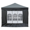 Stella Homewares Folding Party Tent with Sidewalls Black 3x6 m