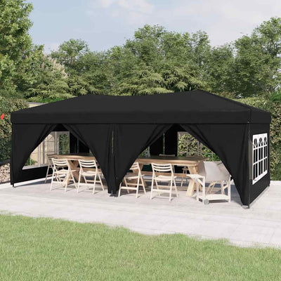 Stella Homewares Folding Party Tent with Sidewalls Black 3x6 m