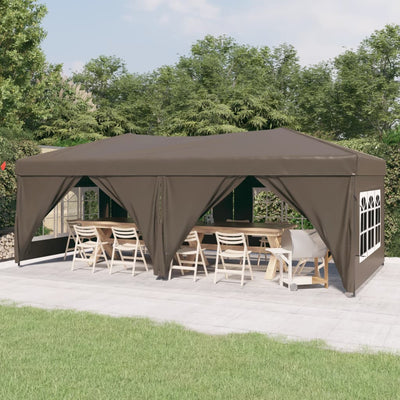 Stella Homewares Folding Party Tent with Sidewalls Taupe 3x6 m