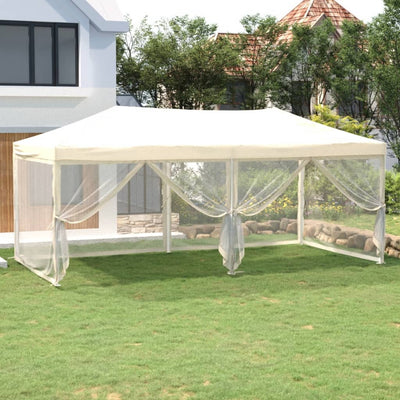 Stella Homewares Folding Party Tent with Sidewalls Cream 3x6 m
