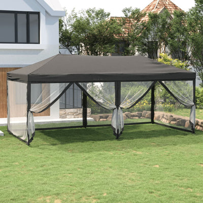 Stella Homewares Folding Party Tent with Sidewalls Anthracite 3x6 m
