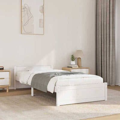 Stella Homewares Bed Frame without Mattress White Solid Wood 90x190 cm
