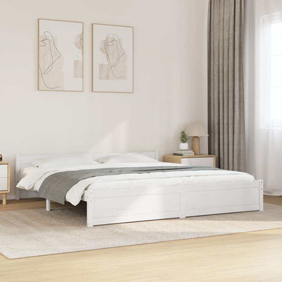 Stella Homewares Bed Frame without Mattress White Solid Wood 183x203 cm King