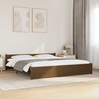 Stella Homewares Bed Frame without Mattress Honey Brown Solid Wood 183x203 cm King