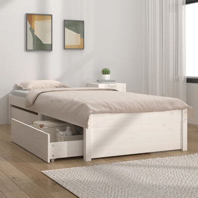 Stella Homewares Bed Frame without Mattress with Drawers White 90x190 cm