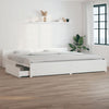 Stella Homewares Bed Frame without Mattress with Drawers White 183x203 cm King