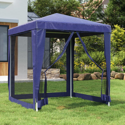 Stella Homewares Party Tent with 4 Mesh Sidewalls Blue 2x2 m HDPE