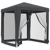 Stella Homewares Party Tent with 4 Mesh Sidewalls Anthracite 2x2 m HDPE