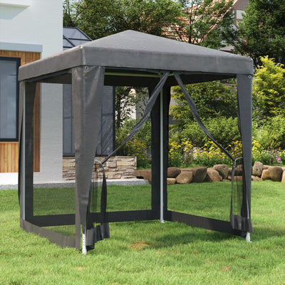 Stella Homewares Party Tent with 4 Mesh Sidewalls Anthracite 2x2 m HDPE