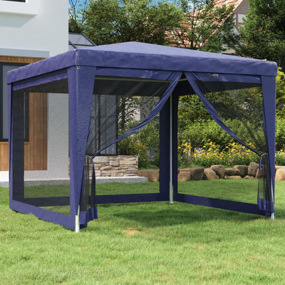 Stella Homewares Party Tent with 4 Mesh Sidewalls Blue 3x3 m HDPE