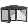 Stella Homewares Party Tent with 4 Mesh Sidewalls Anthracite 3x3 m HDPE