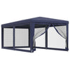 Stella Homewares Party Tent with 6 Mesh Sidewalls Blue 3x6 m HDPE