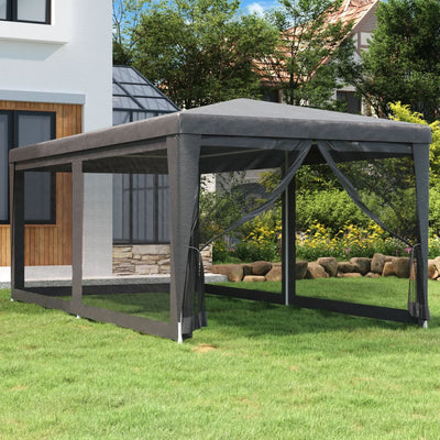 Stella Homewares Party Tent with 6 Mesh Sidewalls Anthracite 3x6 m HDPE