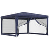 Stella Homewares Party Tent with 4 Mesh Sidewalls Blue 4x4 m HDPE
