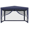 Stella Homewares Party Tent with 4 Mesh Sidewalls Blue 4x4 m HDPE