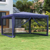 Stella Homewares Party Tent with 4 Mesh Sidewalls Blue 4x4 m HDPE
