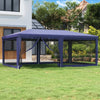 Stella Homewares Party Tent with 6 Mesh Sidewalls Blue 6x4 m HDPE