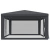 Stella Homewares Party Tent with 6 Mesh Sidewalls Anthracite 6x4 m HDPE