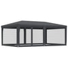 Stella Homewares Party Tent with 6 Mesh Sidewalls Anthracite 6x4 m HDPE